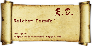 Reicher Dezső névjegykártya